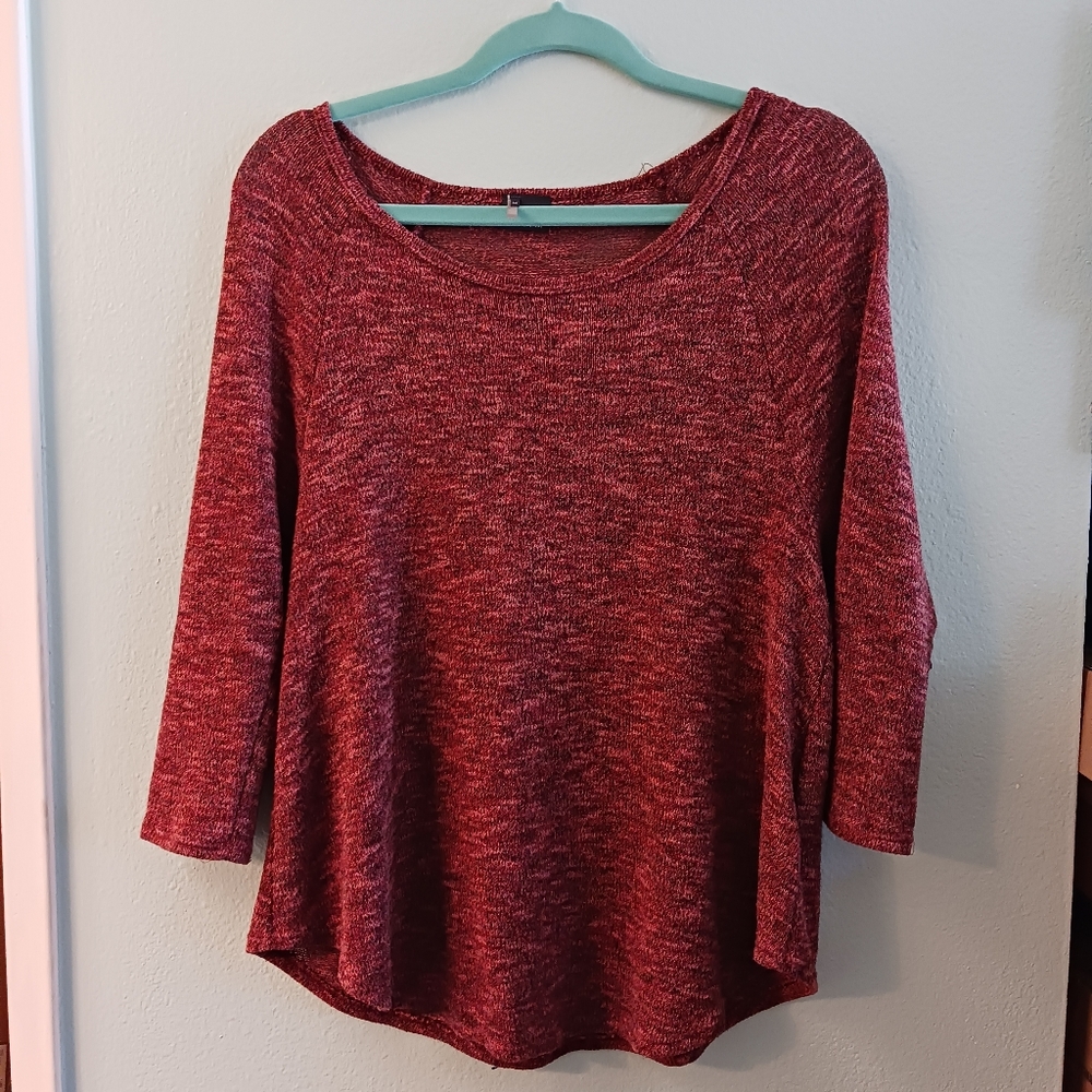 Sparkle & Fade Red Knit Long Sleeve Top | Size M